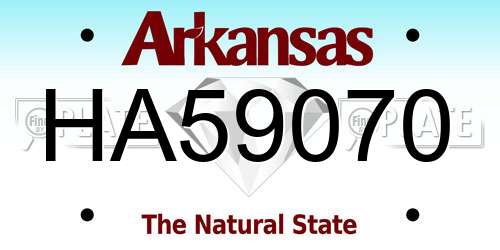 HA59070 Arkansas License Plate