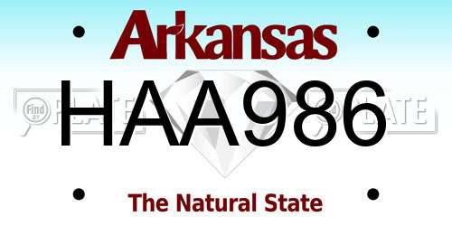 HAA986 Arkansas License Plate