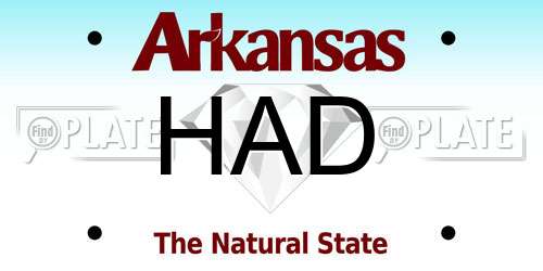 HAD Arkansas License Plate