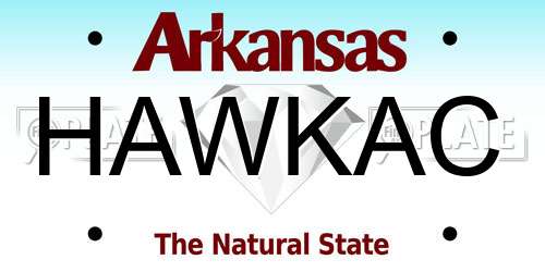 HAWKAC Arkansas License Plate