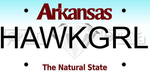 HAWKGRL Arkansas License Plate
