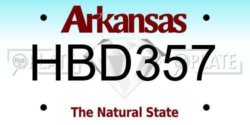 HBD357 Arkansas License Plate