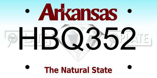 HBQ352 Arkansas License Plate