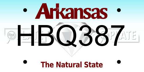 HBQ387 Arkansas License Plate