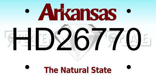 HD26770 Arkansas License Plate