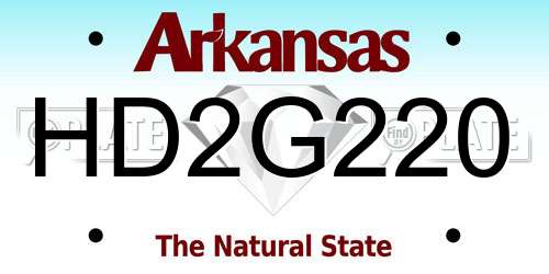 HD2G220 Arkansas License Plate