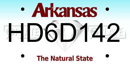 HD6D142 Arkansas License Plate