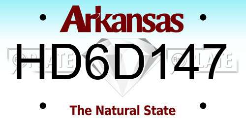 HD6D147 Arkansas License Plate