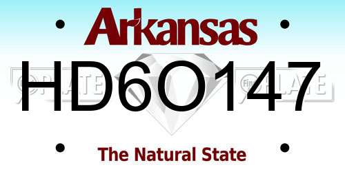 HD6O147 Arkansas License Plate