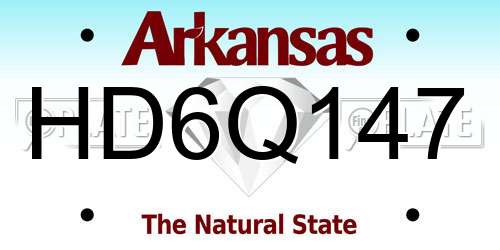 HD6Q147 Arkansas License Plate