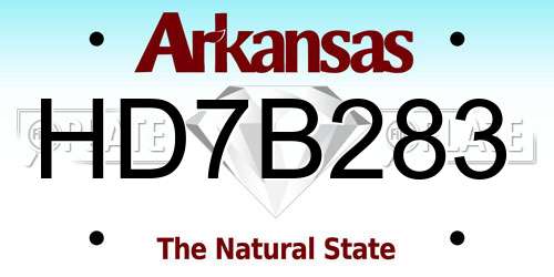 HD7B283 Arkansas License Plate