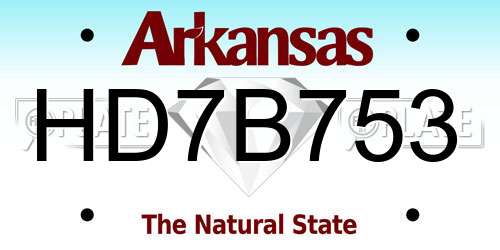 HD7B753 Arkansas License Plate