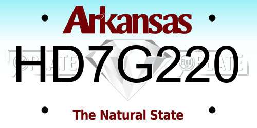 HD7G220 Arkansas License Plate