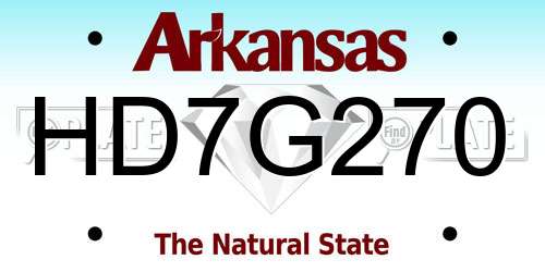 HD7G270 Arkansas License Plate