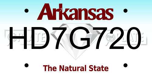 HD7G720 Arkansas License Plate
