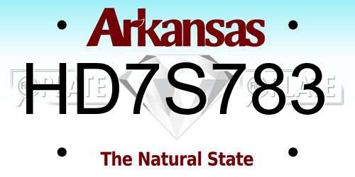 HD7S783 Arkansas License Plate
