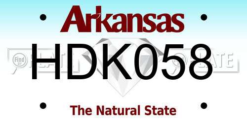 HDK058 Arkansas License Plate