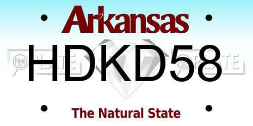 HDKD58 Arkansas License Plate