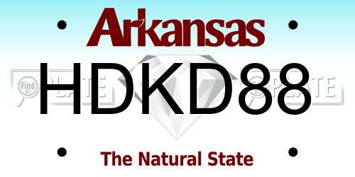 HDKD88 Arkansas License Plate
