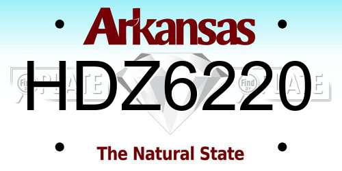 HDZ6220 Arkansas License Plate