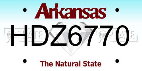 HDZ6770 Arkansas License Plate