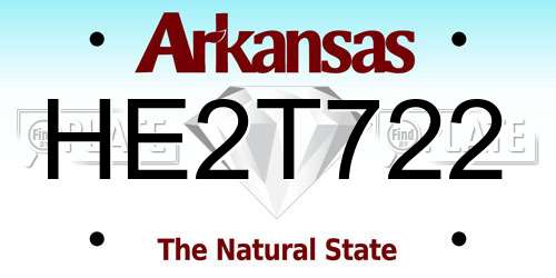 HE2T722 Arkansas License Plate