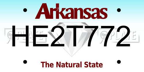 HE2T772 Arkansas License Plate