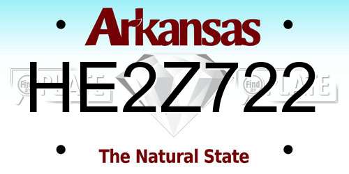 HE2Z722 Arkansas License Plate