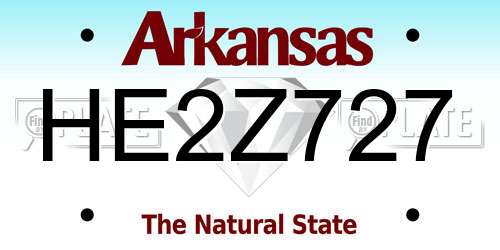 HE2Z727 Arkansas License Plate