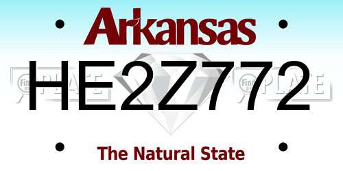HE2Z772 Arkansas License Plate