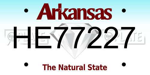 HE77227 Arkansas License Plate