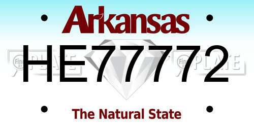 HE77772 Arkansas License Plate