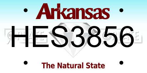 HES3856 Arkansas License Plate