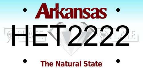 HET2222 Arkansas License Plate