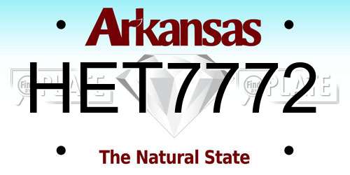 HET7772 Arkansas License Plate