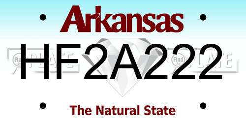 HF2A222 Arkansas License Plate
