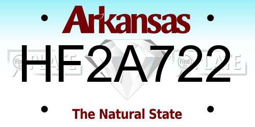 HF2A722 Arkansas License Plate