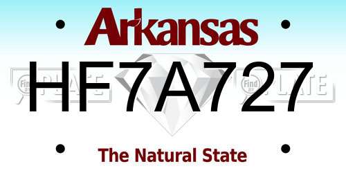 HF7A727 Arkansas License Plate