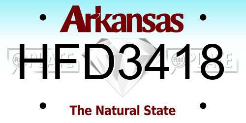 HFD3418 Arkansas License Plate