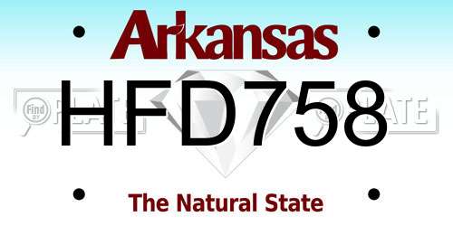 HFD758 Arkansas License Plate
