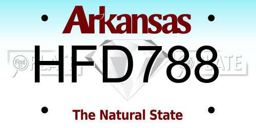 HFD788 Arkansas License Plate