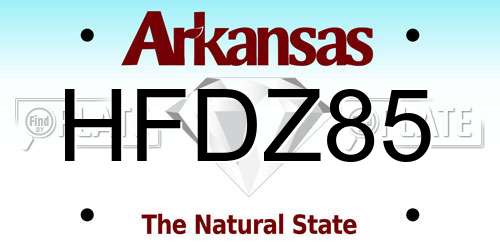 HFDZ85 Arkansas License Plate