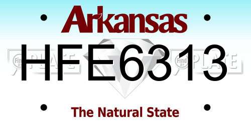 HFE6313 Arkansas License Plate