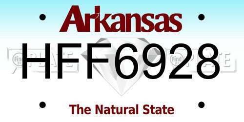 HFF6928 Arkansas License Plate