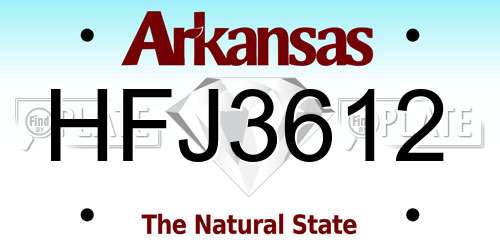 HFJ3612 Arkansas License Plate