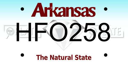 HFO258 Arkansas License Plate