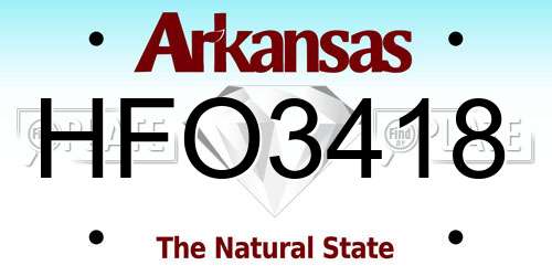HFO3418 Arkansas License Plate