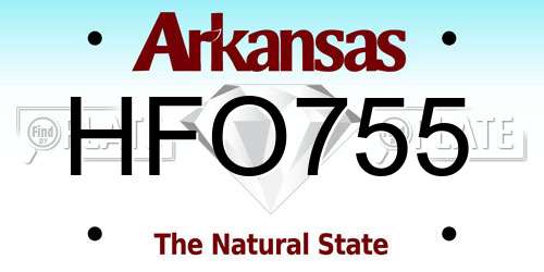 HFO755 Arkansas License Plate