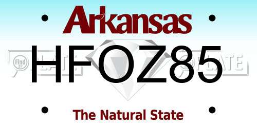 HFOZ85 Arkansas License Plate