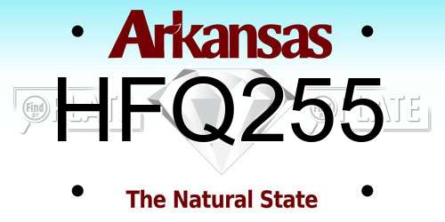 HFQ255 Arkansas License Plate